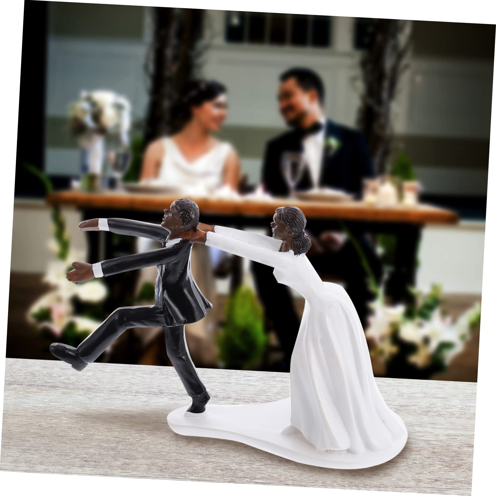 Parliky 1Pc Creative Wedding Party Cake Resin Toppers Bride and Groom Figurines for Cake Decoration for Bridal Showers and Engagement Celebrations