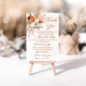 Your Main Event Prints 50 Boho Orange and Terracotta Floral Wedding Thank You Place Setting Cards, Great For Adding to Your Table Centerpieces and Wedding Decorations for Receptions, Pack of 50 Cards