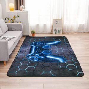 NTBED Game Console Area Rug for Bedroom Sofa Playroom Gaming Geometric Bedside Rugs Gamer Decorative Floor Mat Carpet (3x5 Feet, Blue)