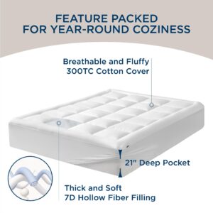 Bedsure Queen Microfiber Mattress Pad White Bundle Queen Cotton Mattress Pad White