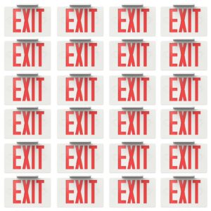 sunco 24 pack led exit sign with emergency light, commercial grade double sided fire exit lights, backup battery, illuminated emergency exit, 120-277v, dual mounting, ul 94v-0 fire resistant