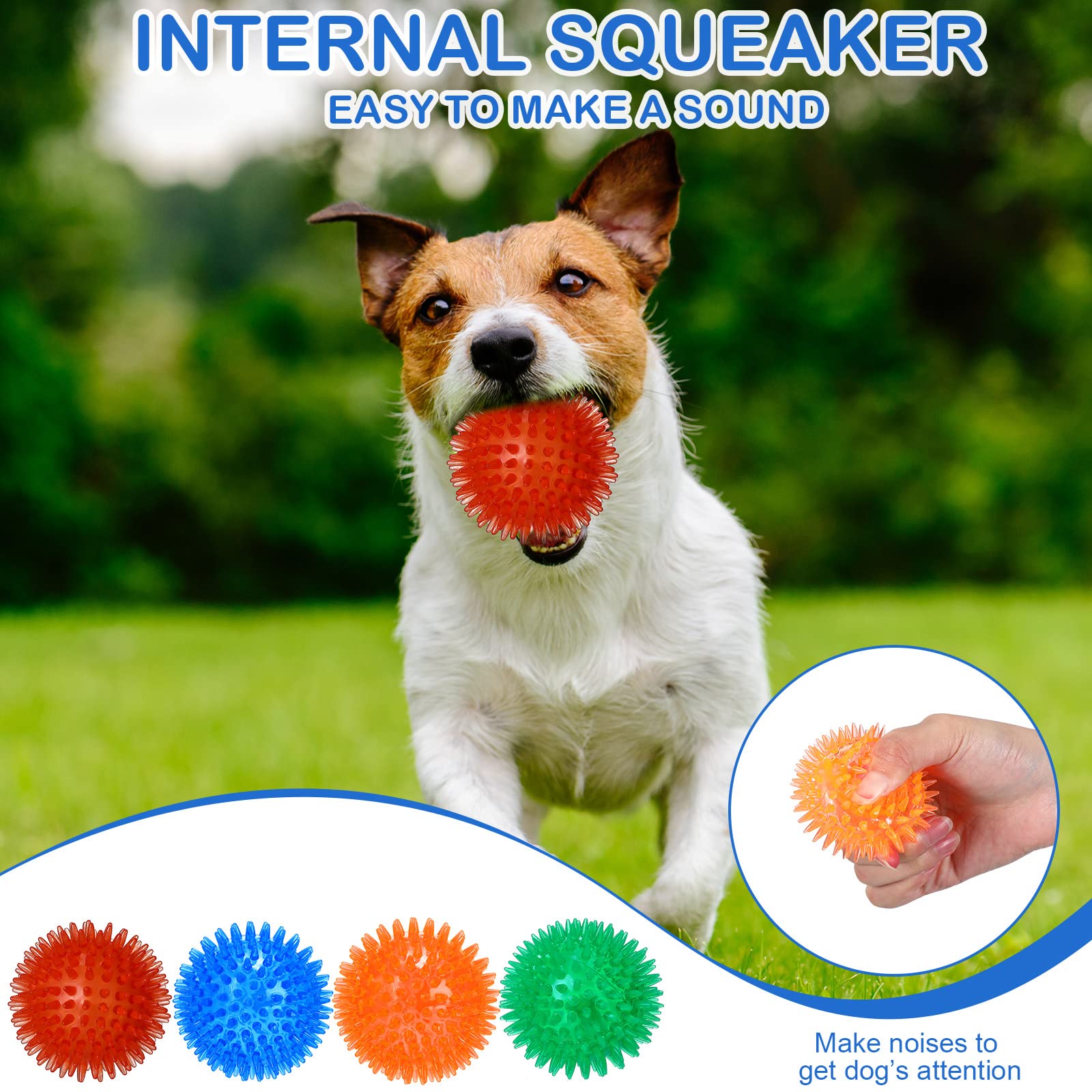 Hanaive 36 Pcs Squeaky Balls for Dogs Squeaky Dog Toys Bulk 2.5 Inch Spiky Dog Chew Balls for Small Dogs Interactive Fetch Toys for Puppy Cleans Teeth for Healthier Gums