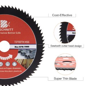 HSS Circular Saw Blade 3inch - BRSCHNITT 3pcs 72T 10mm Bore Cutting Discs for Wood, Copper, Aluminum, Plastic and Soft Metal