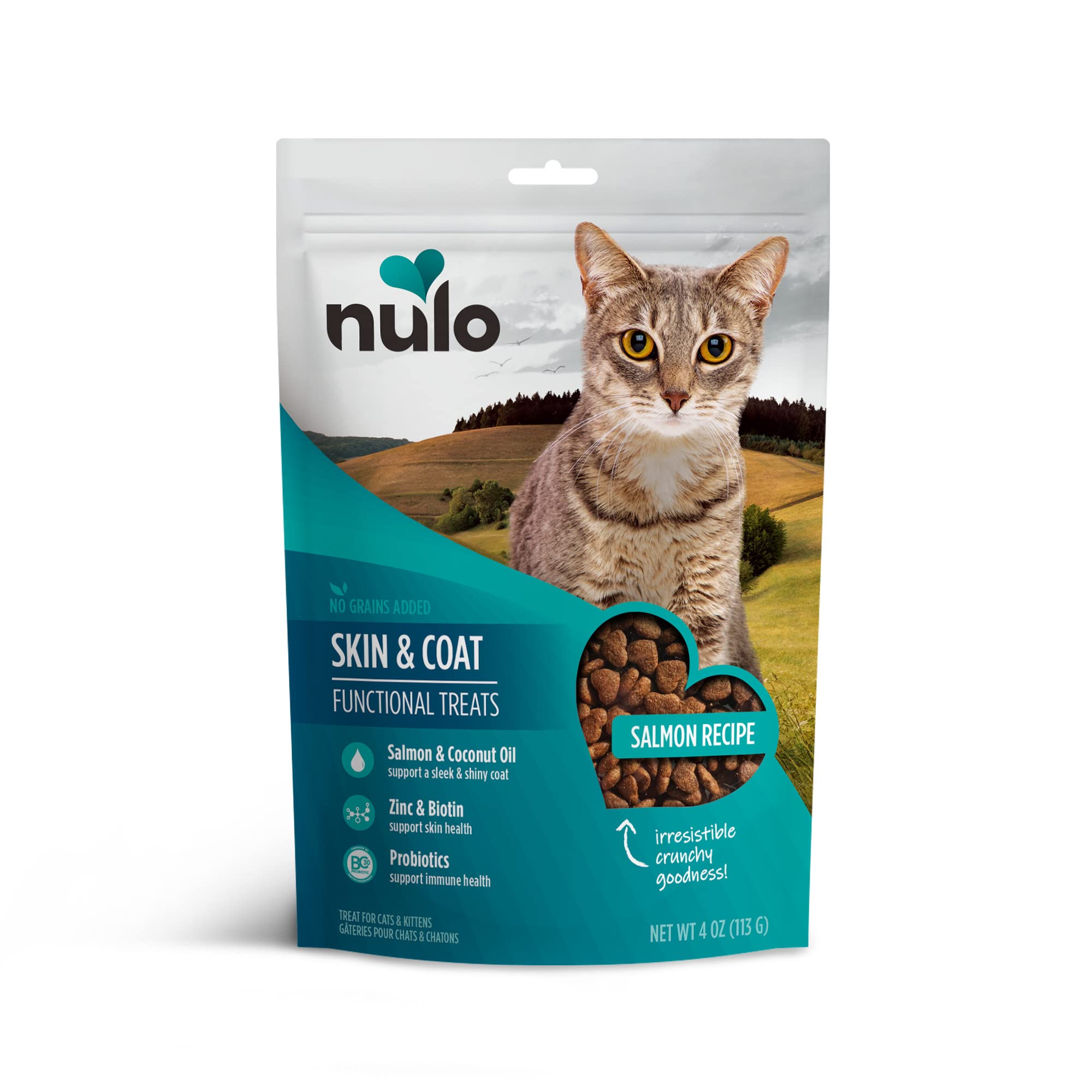 Nulo Skin & Coat Functional Treats Grain-Free Salmon Recipe with Zinc & Probiotics for Cats & Kittens 4oz