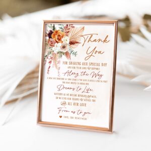 Your Main Event Prints 50 Boho Orange and Terracotta Floral Wedding Thank You Place Setting Cards, Great For Adding to Your Table Centerpieces and Wedding Decorations for Receptions, Pack of 50 Cards