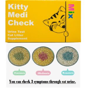 PETJOA Kitty-Medi-Check Cat Urine Health Test Kit, Easy Monitoring at Home,100% Eco-Friendly - Mix 3 Combo Pack (Alkalinuria, Proteinuria, Hematuria)-210g/7.4oz 100% Biodegradable.