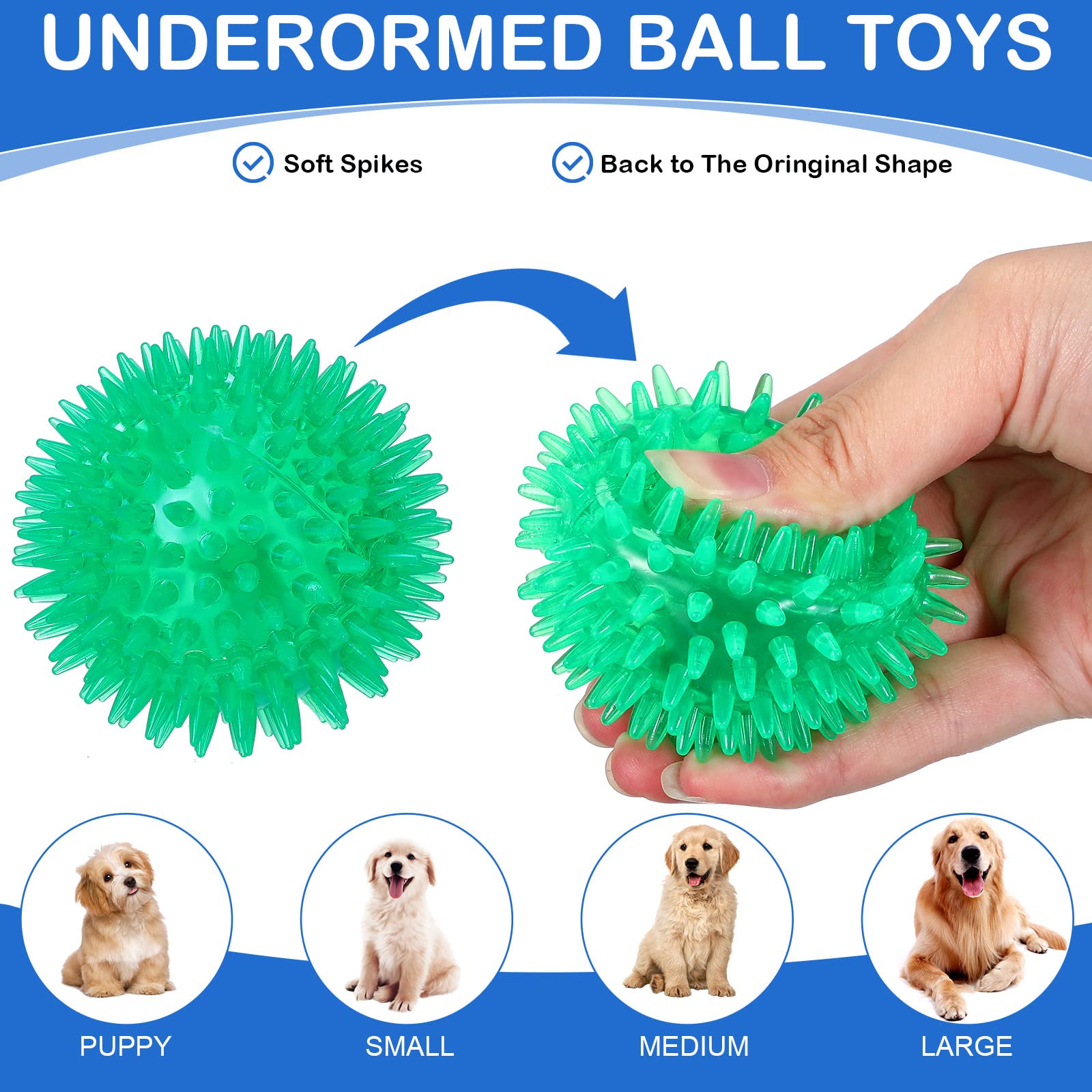 Hanaive 36 Pcs Squeaky Balls for Dogs Squeaky Dog Toys Bulk 2.5 Inch Spiky Dog Chew Balls for Small Dogs Interactive Fetch Toys for Puppy Cleans Teeth for Healthier Gums