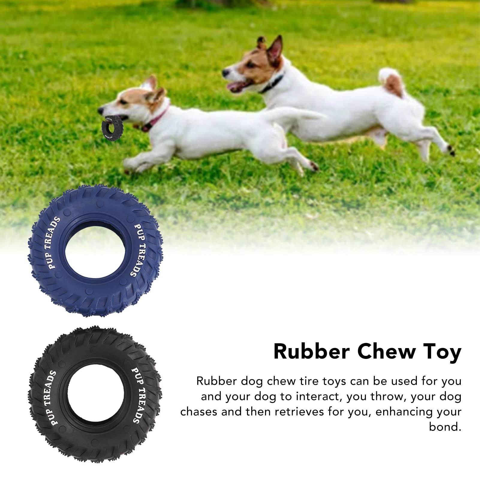 2pcs for Puppies Teething, Unbreakable Rubber Tire Dog Toy Pet Chew Toy for Medium Large Dogs, Indestructible Dog Toys for Fun, Training, Dental Care, Clean Teeth