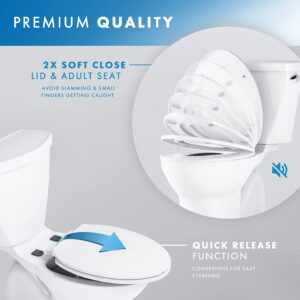 Benkstein Quick Release Toddler Toilet Seat Attachment - Heavy Duty Potty Training Seat - Soft Close Toilet Seat with Toddler Potty Seat For Toilet - Elongated Toilet Seat with Toddler Seat