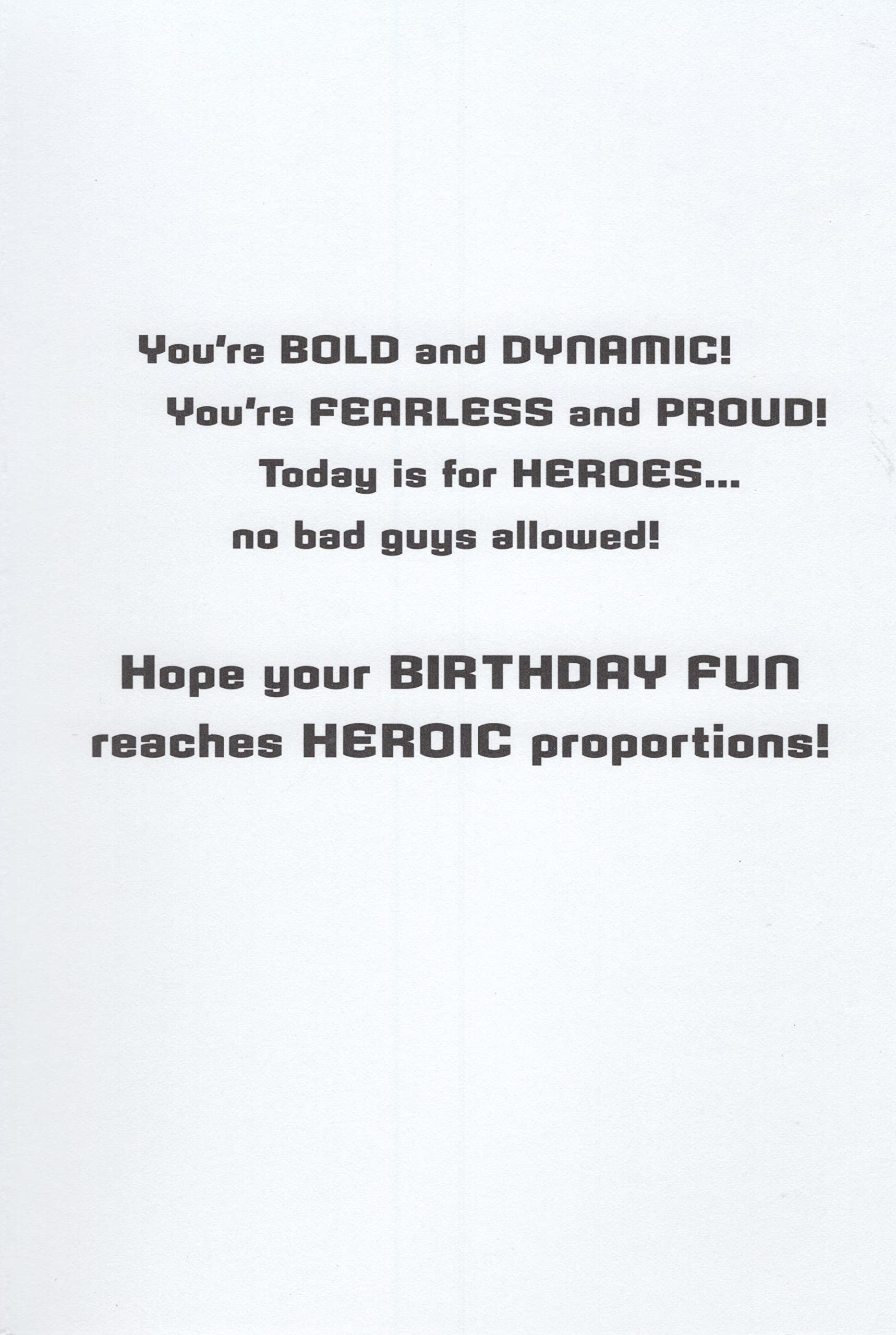 Captain America Happy Birthday Card - You're Bold and Dynamic! You're Fearless and Proud! Today is for Heroes... No Bad Guys Allowed!