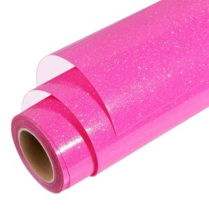 wrapxpert pink glitter htv heat transfer vinyl roll,pink glitter htv vinyls,10" x5ft sparkle iron on vinyl rolls for heat vinyl design,shrits,easy to cut & transfer