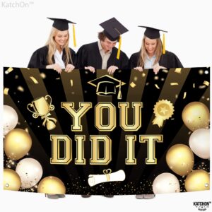 KatchOn, Black You Did It Banner 2024 - XtraLarge, 72x44 Inch | 2024 Graduation Banner, Black and Gold Graduation Decorations Class of 2024 | Congratulations Banner, 2024 Graduation Party Decorations