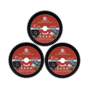 hss circular saw blade 3inch - brschnitt 3pcs 72t 10mm bore cutting discs for wood, copper, aluminum, plastic and soft metal