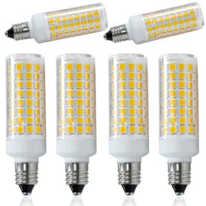 haoguais 6-pack led e11 bulbs, e11 mini candelabra base, warm white 3000k 75w halogen equivalent, 120v 7w jd t3 t4 corn bulb indoor lighting