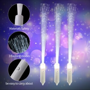 SZHFU Glow Sticks Party Favors for Kids, White Fiber Optic Wands LED Light up Wedding Wand, 3 Light Modes Flashing Glow Sticks, for Bridal Shower Christmas Fiber Optic Light Wand (15 PCS)