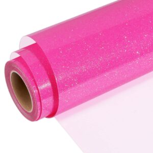 WRAPXPERT Pink Glitter HTV Heat Transfer Vinyl Roll,Pink Glitter HTV Vinyls,10" x5ft Sparkle Iron on Vinyl Rolls for Heat Vinyl Design,Shrits,Easy to Cut & Transfer