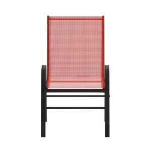 Merrick Lane Set of 4 Manado Series Patio Chairs - Red Flex Comfort Material - Powder Coated Metal Frame - Stack up to 4 High - Ships Fully Assembled