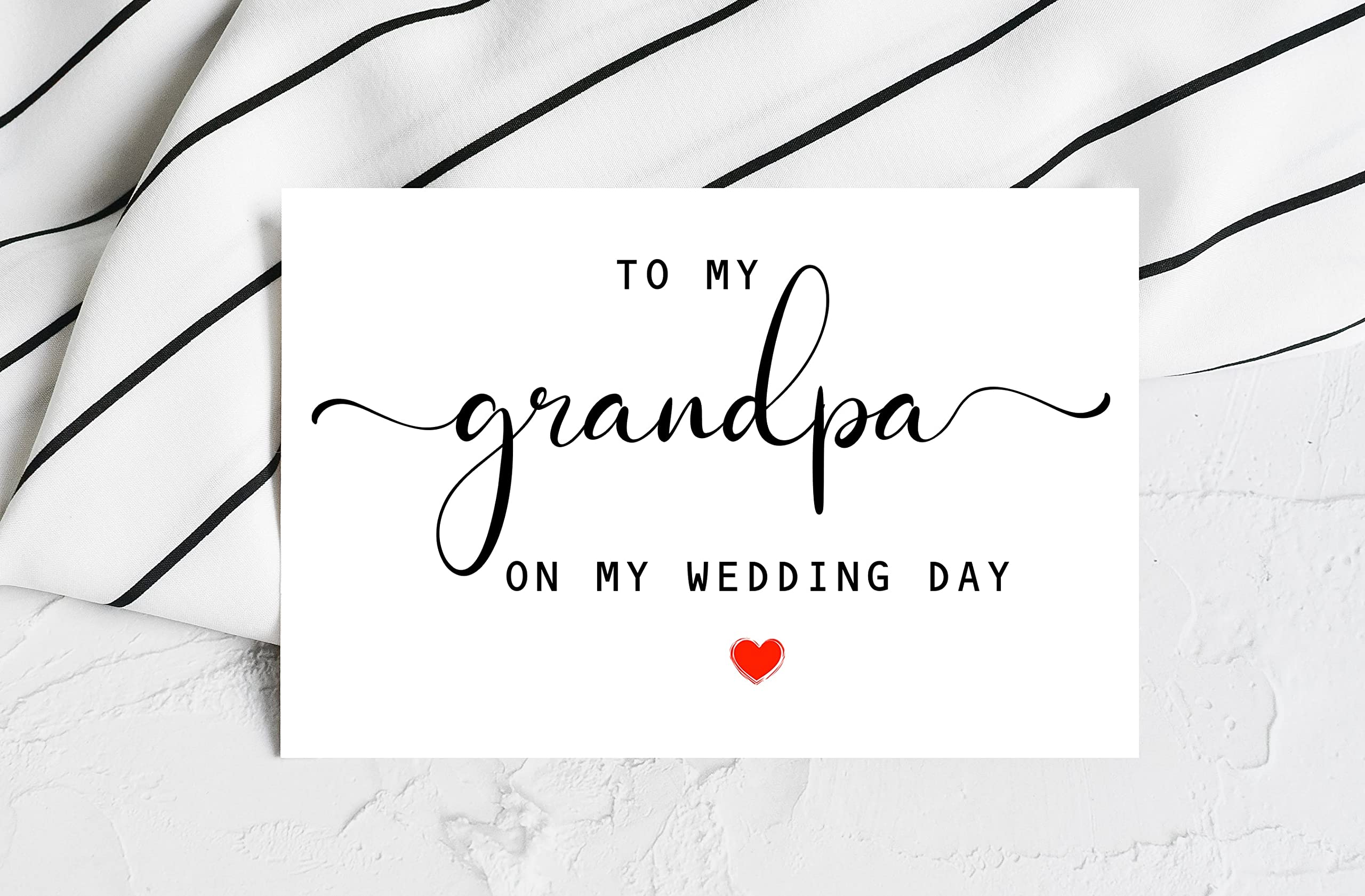 DiandDesignGift To My Grandpa On My Wedding Day Card - Wedding Day Card - Family Of The Bride Or Groom Cards - Wedding Party Card - Calligraphy Card Grandpa Wedding Day - Thank You Wedding Card