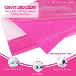 WRAPXPERT Pink Glitter HTV Heat Transfer Vinyl Roll,Pink Glitter HTV Vinyls,10" x5ft Sparkle Iron on Vinyl Rolls for Heat Vinyl Design,Shrits,Easy to Cut & Transfer