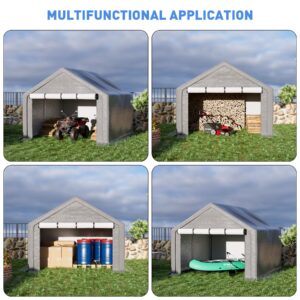 WIILAYOK Outdoor Storage Shelter, 8x8 ft Portable Shed with Roll up Zipper Door, Waterproof and UV Resistant Anti-Snow, Heavy Duty Carport for Storing Garden Tools, Outdoor Equipment