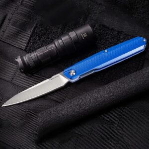 Real Steel G5 Metamorph Mk.II Folding Pocket Knife - Sandvik 14C28N Blade, Aluminum Handle - Camping, EDC Knife for Men and Women (Intense Blue)