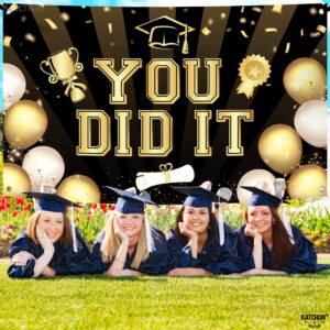 KatchOn, Black You Did It Banner 2024 - XtraLarge, 72x44 Inch | 2024 Graduation Banner, Black and Gold Graduation Decorations Class of 2024 | Congratulations Banner, 2024 Graduation Party Decorations