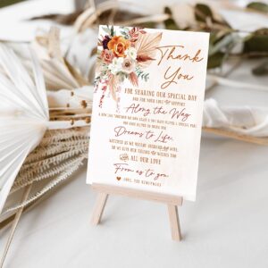 Your Main Event Prints 50 Boho Orange and Terracotta Floral Wedding Thank You Place Setting Cards, Great For Adding to Your Table Centerpieces and Wedding Decorations for Receptions, Pack of 50 Cards