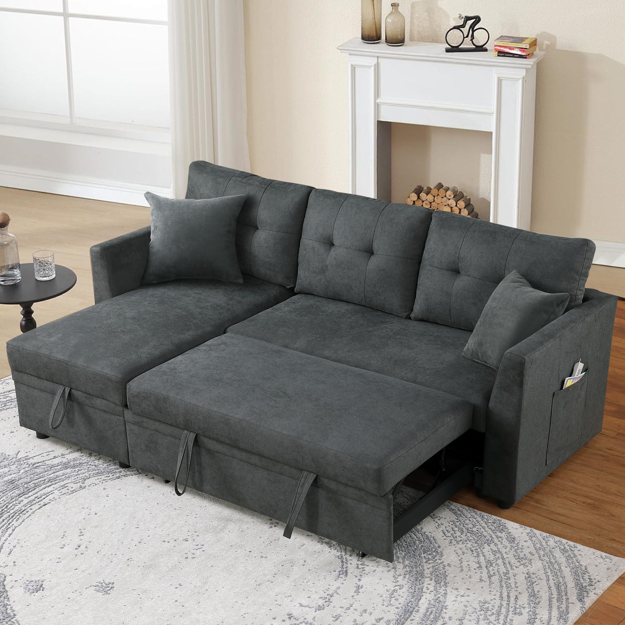 uhome Upholstered Sleeper Sofa with USB Ports