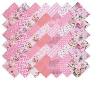 nodsaw pink charm packs for quilting 5 inch - 5x5 charm squares precut quilting fabric - 100% cotton fabric squares for sewing diy patchwork (42pcs) ﻿