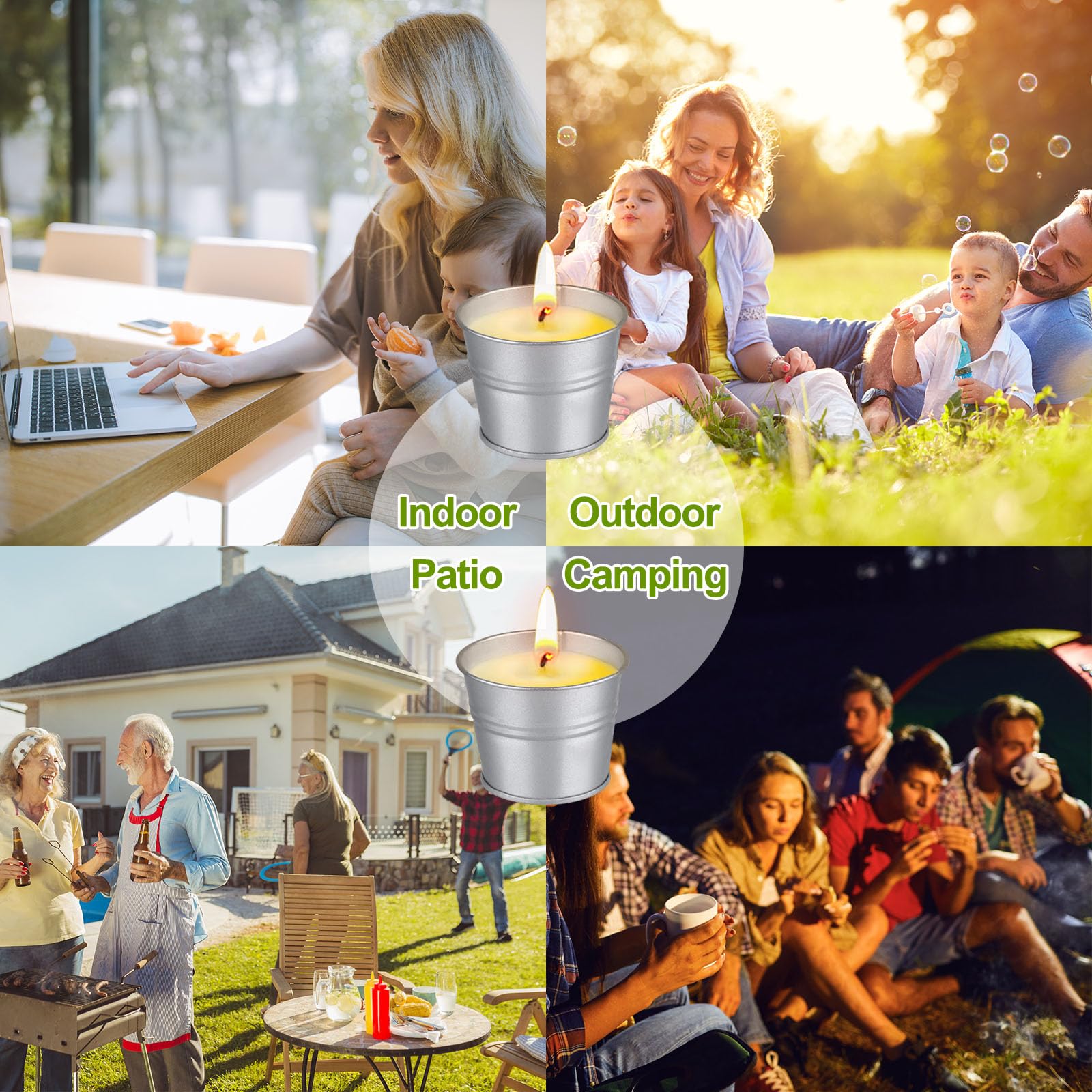 Citronella Candles Outdoor, 8 Pack Natural Soy Wax Scented Candles, 120h Burn Time Bucket Candles Summer Gifts for Patio Yard Home Balcony Garden Camping BBQ