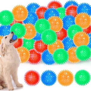 hanaive 36 pcs squeaky balls for dogs squeaky dog toys bulk 2.5 inch spiky dog chew balls for small dogs interactive fetch toys for puppy cleans teeth for healthier gums