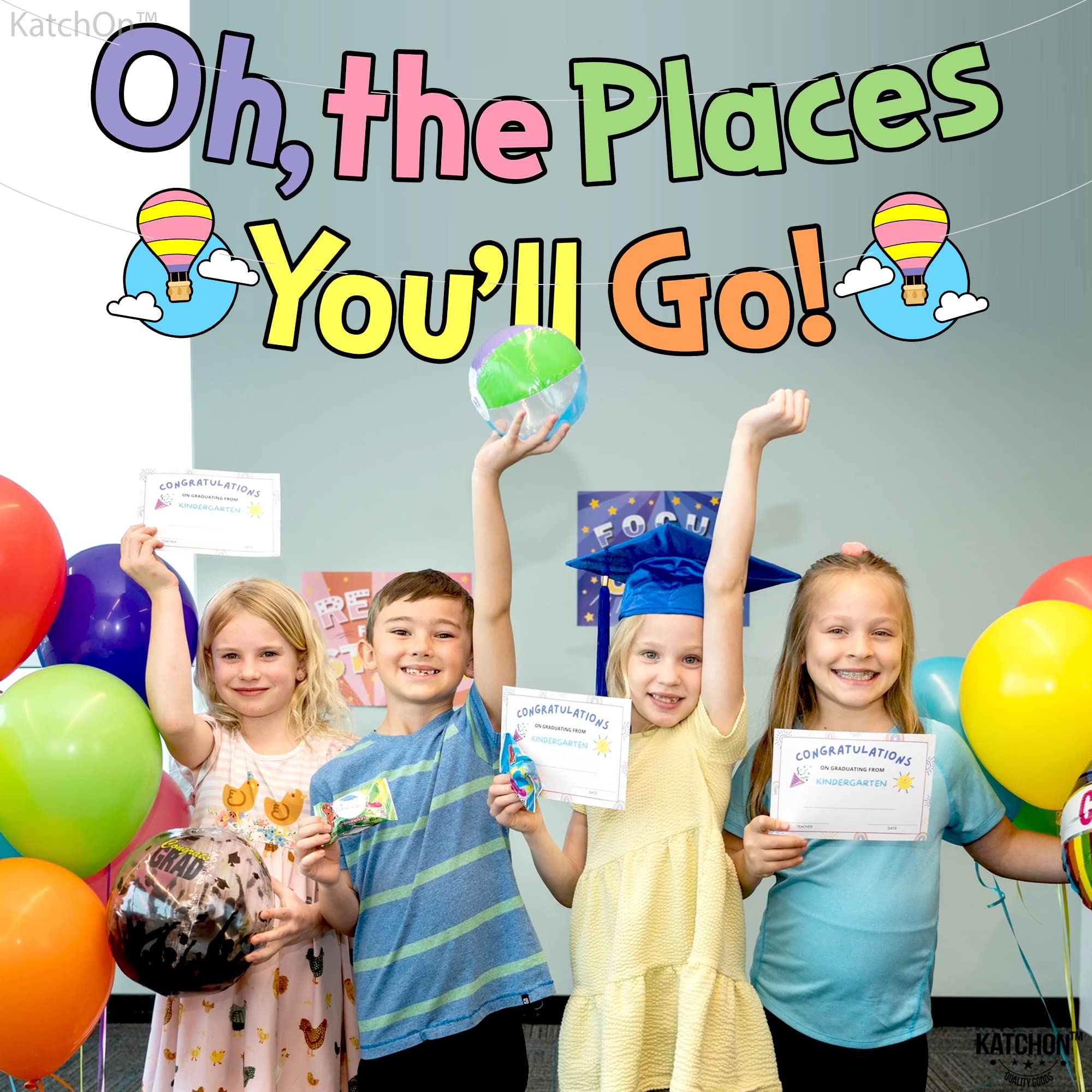 Katchon, Oh The Places You'll Go Banner - 10 Feet, NO DIY | Oh The Places You'll Go Sign for Kindergarten Graduation Decorations Class Of 2024 | Graduation Banner, Oh The Places You'll Go Decorations