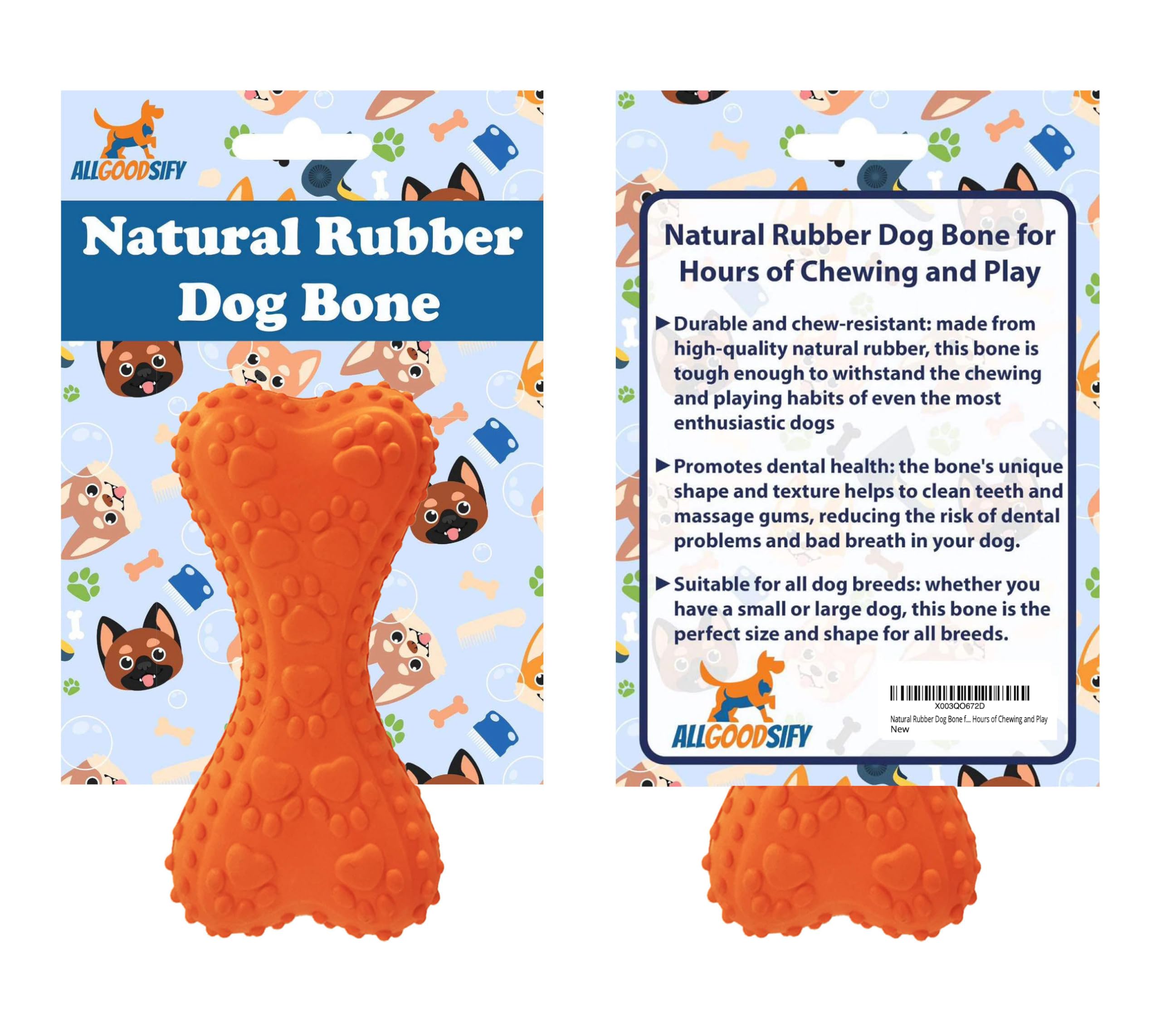 Natural Rubber Dog Bone for Hours of Chewing and Play