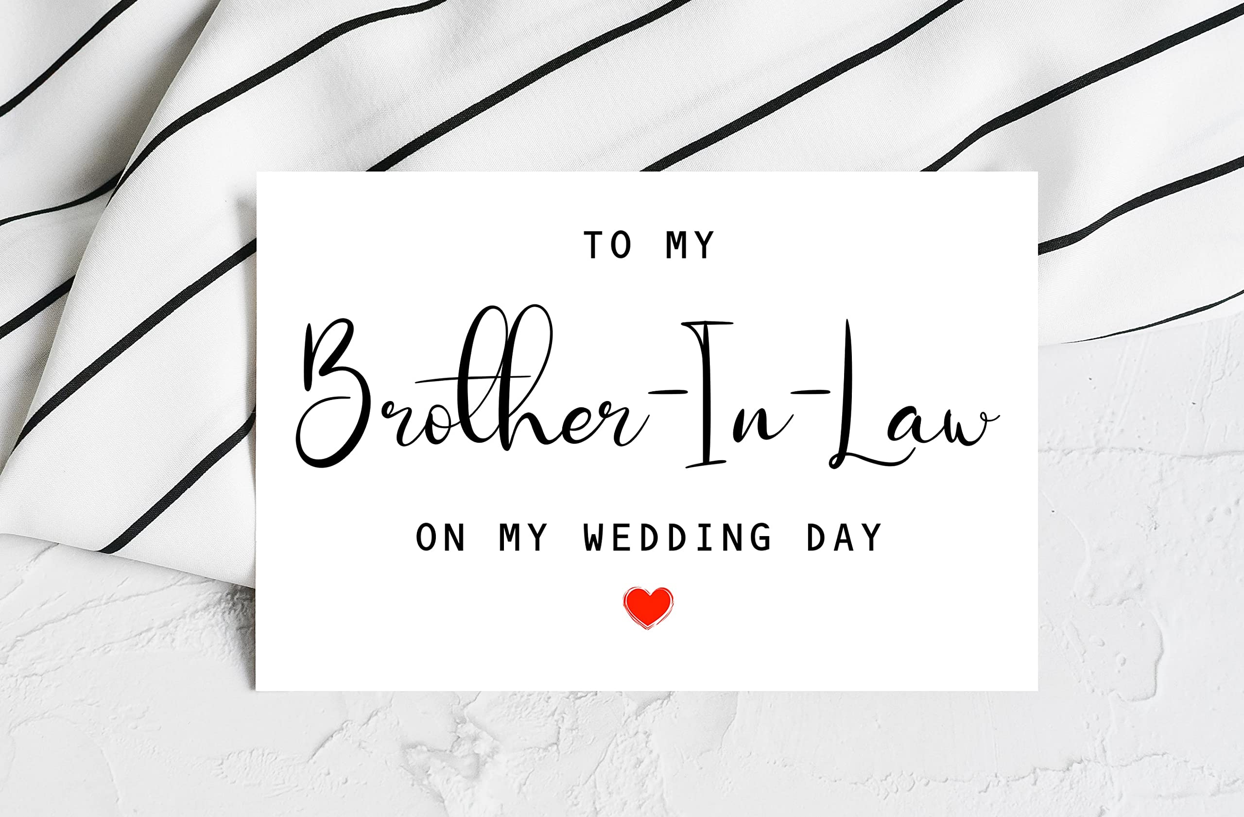 To My Brother-In-Law On My Wedding Day Card - Wedding Day Card - Family Of The Bride Or Groom Cards - Wedding Party Card - Calligraphy Card Brother-In-Law Wedding Day - Thank You Wedding Card