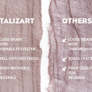 Vitalizart Cheesecloth Table Runner 10 Ft Gauze Boho Fabric Rustic Tan Cheese Cloth Table Runner for Wedding Bridal Shower Birthday Fall Thanskgiving Decoration 120 Inches