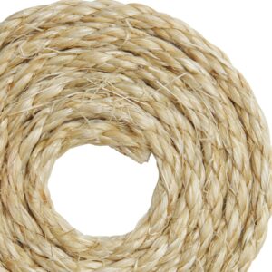 Natural Sisal Rope 1/4 Inch by 164-Feet for Cat Scratching Post Tree Tower Replacement Repair and Replace, Hemp Twine Rope for Kittens Shelves Furniture Window Bed Perch House Climbing, 6mm by 50m