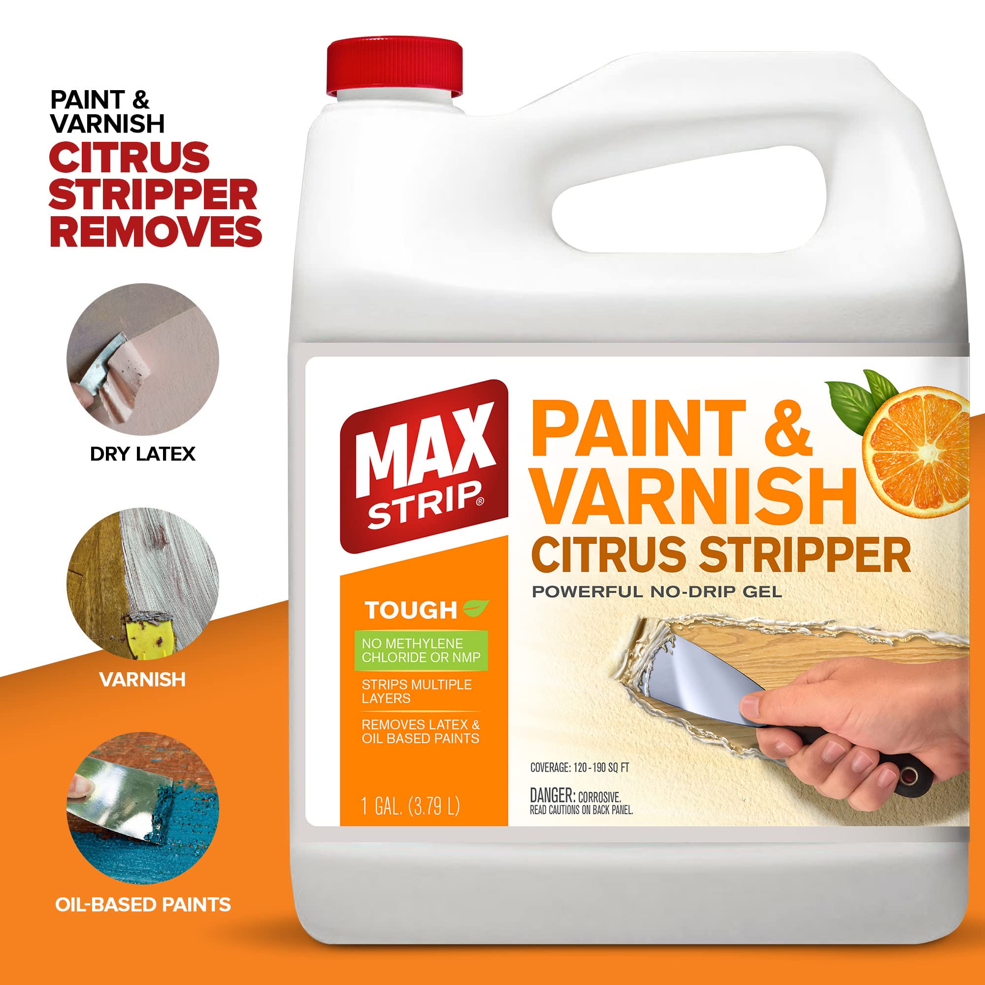 Max Strip Paint & Varnish Citrus Stripper - 1 Quart - Strips Multiple Layers - Removes Latex and Oil Based Paints - No Methylene Chloride No NMP Powerful Formula