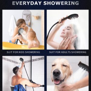 Black Shower Head, L'amourqua High Pressure 6-Model Handheld Shower Head, Built-in Power Wash to Clean Bathtub and Pets, with 59" Stainless Steel Hose and Handheld Showerhead Holder