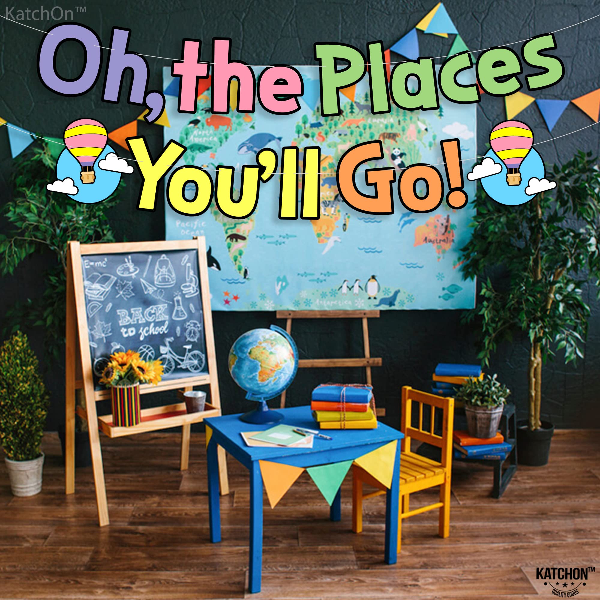 Katchon, Oh The Places You'll Go Banner - 10 Feet, NO DIY | Oh The Places You'll Go Sign for Kindergarten Graduation Decorations Class Of 2024 | Graduation Banner, Oh The Places You'll Go Decorations