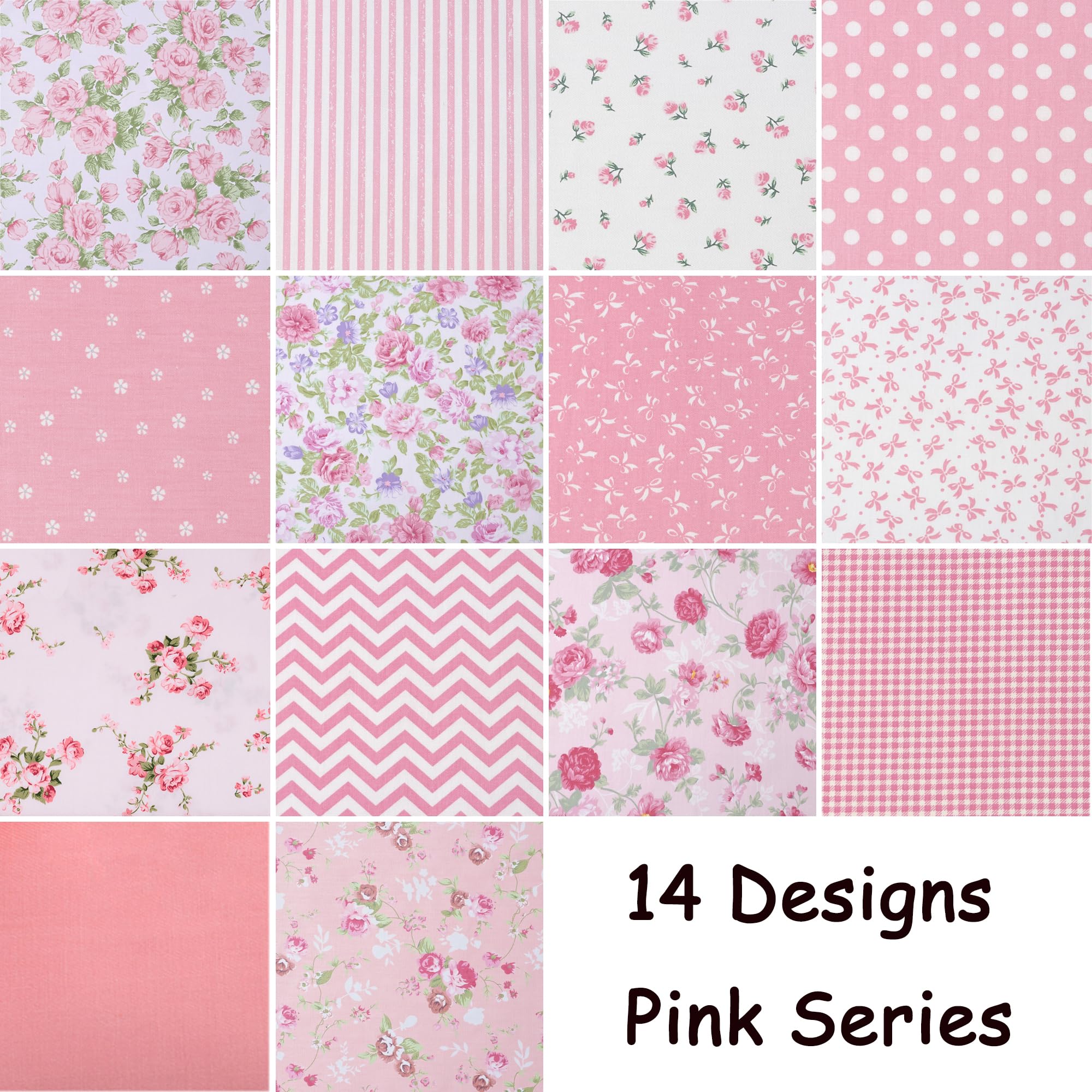 Nodsaw Pink Charm Packs for Quilting 5 inch - 5x5 Charm Squares Precut Quilting Fabric - 100% Cotton Fabric Squares for Sewing DIY Patchwork (42Pcs) ﻿