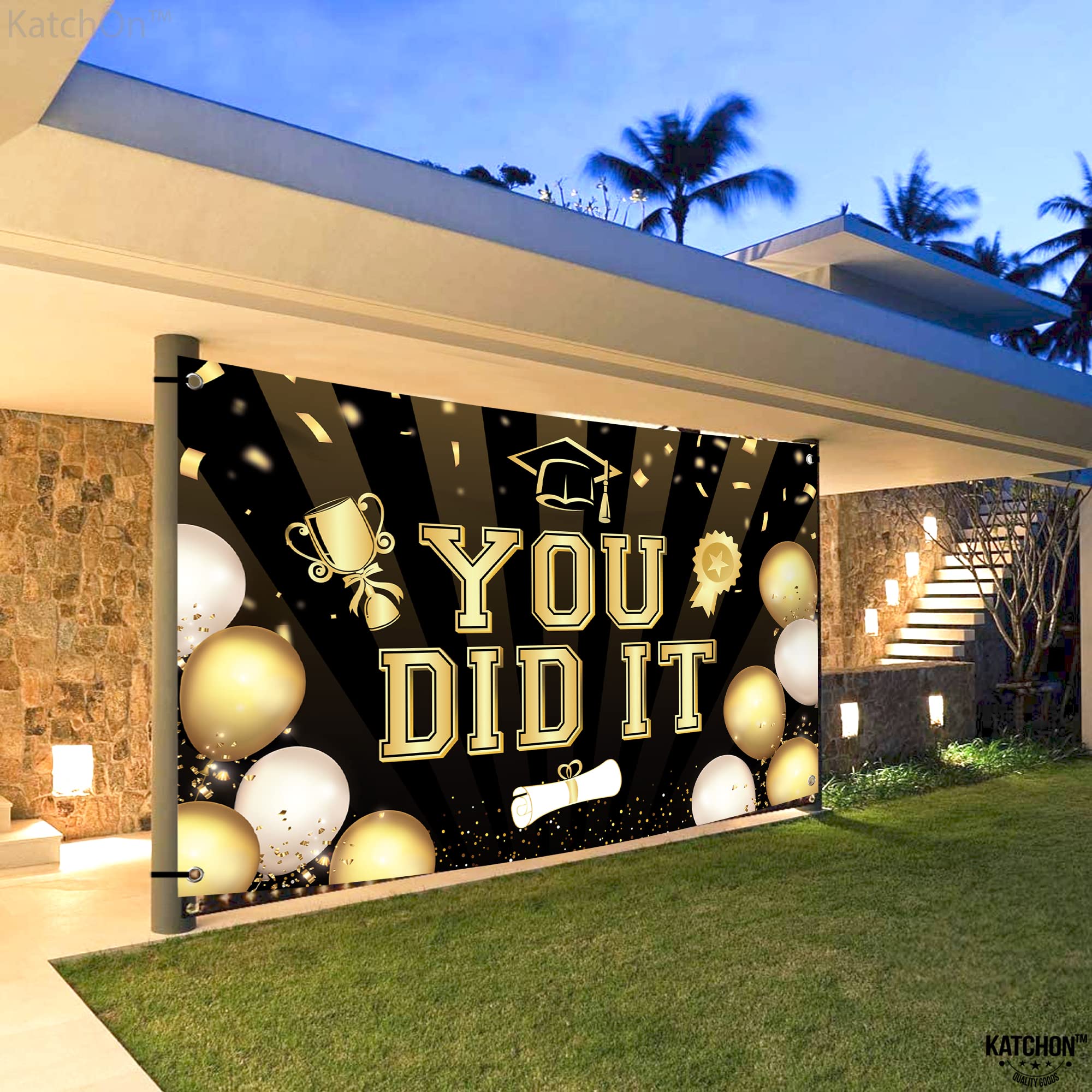 KatchOn, Black You Did It Banner 2024 - XtraLarge, 72x44 Inch | 2024 Graduation Banner, Black and Gold Graduation Decorations Class of 2024 | Congratulations Banner, 2024 Graduation Party Decorations