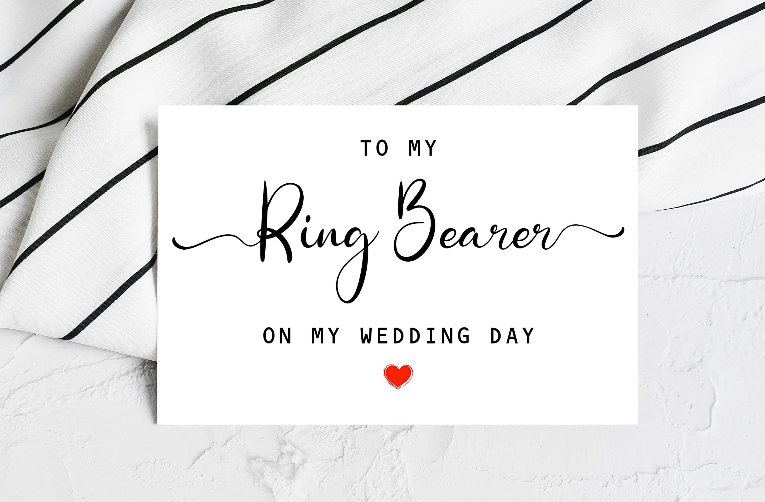 To My Ring Bearer On My Wedding Day Card - Wedding Day Card - Family Of The Bride Or Groom Cards - Wedding Party Card - Calligraphy Card Ring Bearer Wedding Day - Thank You Wedding Card