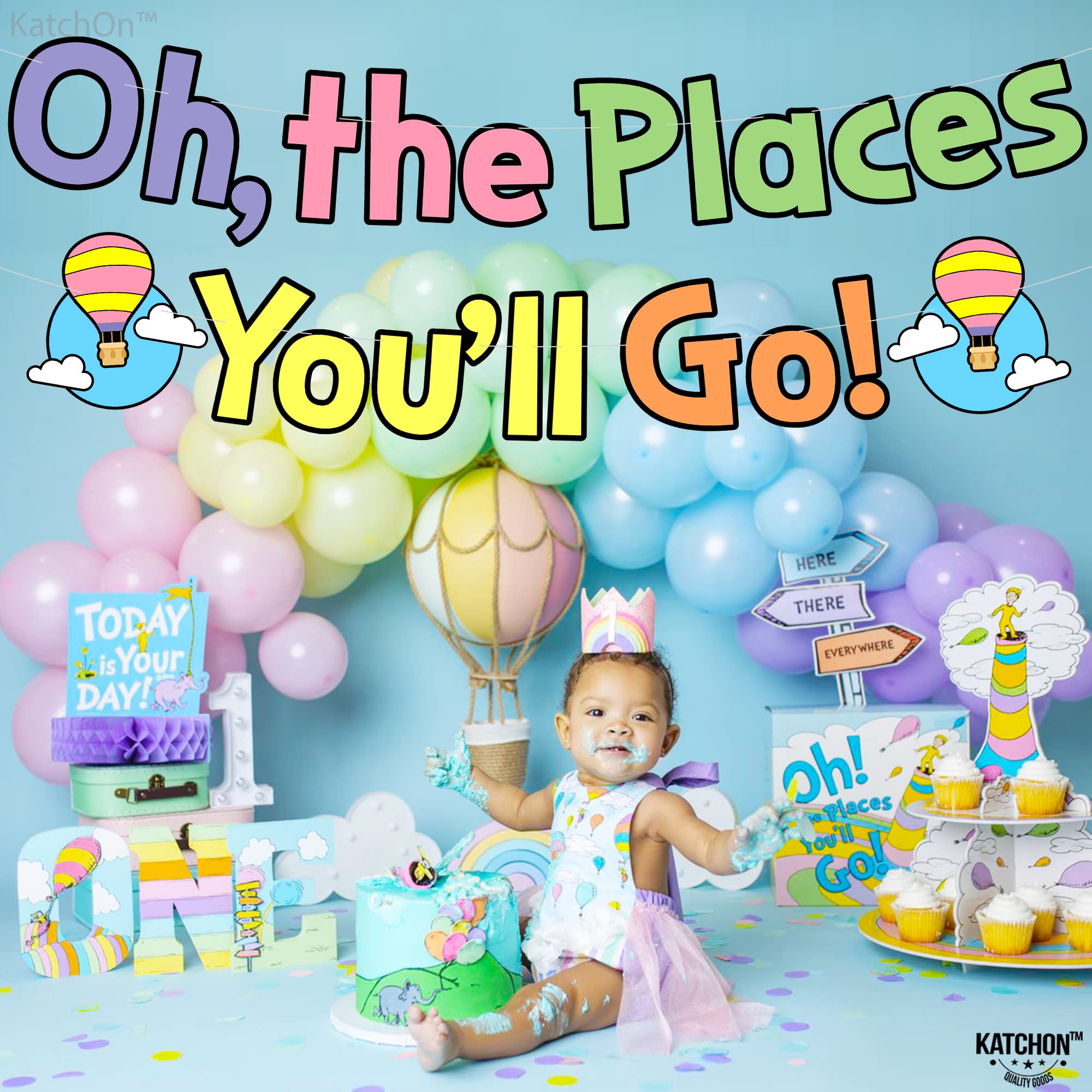 Katchon, Oh The Places You'll Go Banner - 10 Feet, NO DIY | Oh The Places You'll Go Sign for Kindergarten Graduation Decorations Class Of 2024 | Graduation Banner, Oh The Places You'll Go Decorations