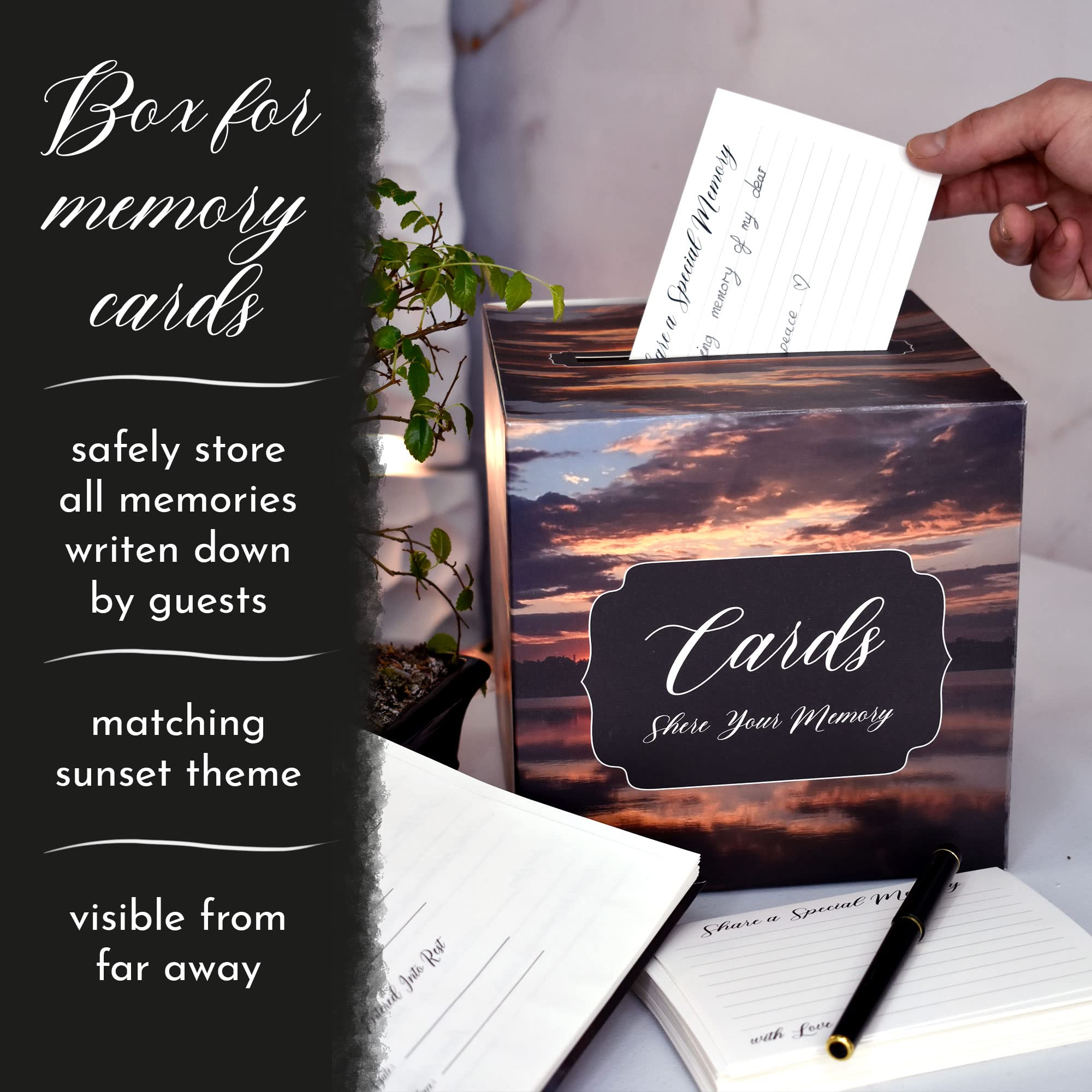 Portiche Funeral Guest Book Includes 60 Memory Cards, Pen, Table Sign, Card Box, 474 Guests Entry, Funeral Guest Book, Guest Book for Funeral, Guest Book for Funeral, Celebration of Life