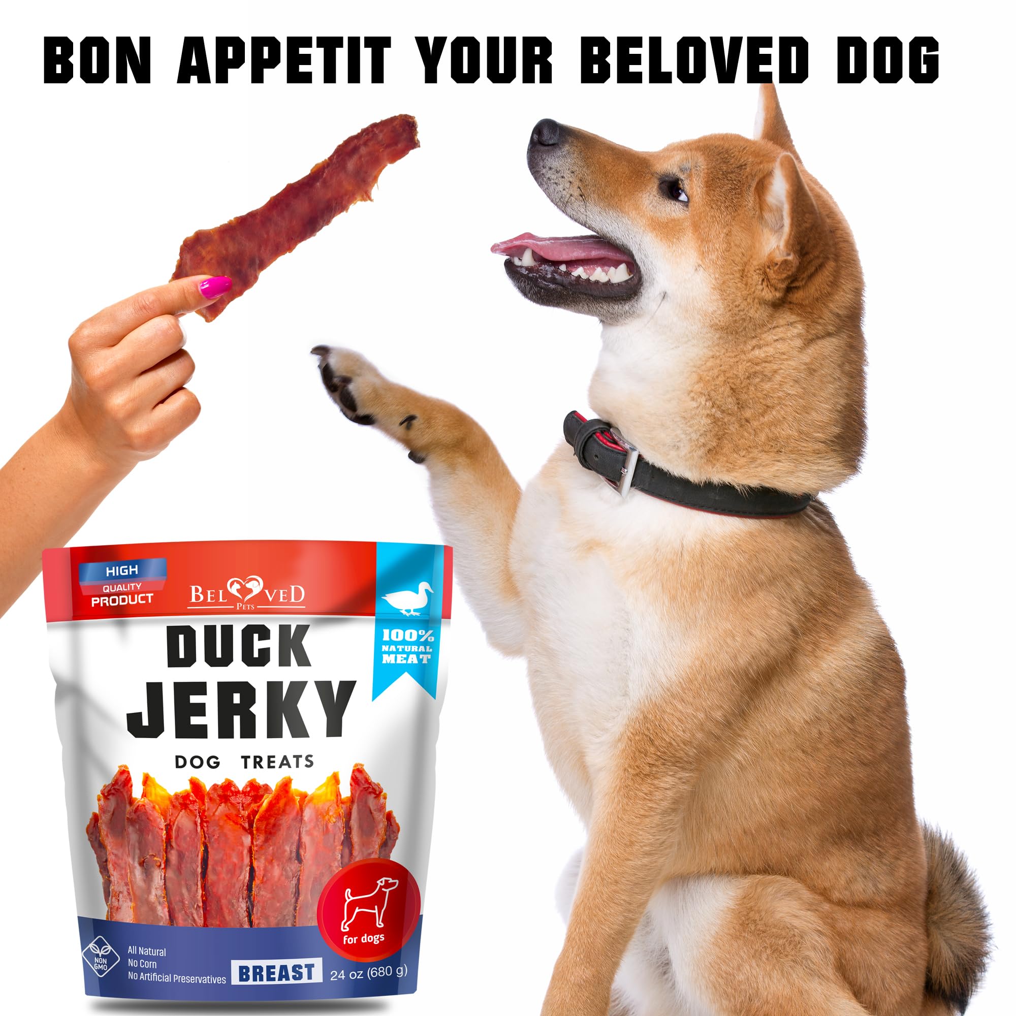 Duck Jerky Dog Treats - Human Grade Pet Snacks - Natural High Protein Meat Dried Strips - Best Chews for Training Small & Large Dogs - Bulk Soft Pack