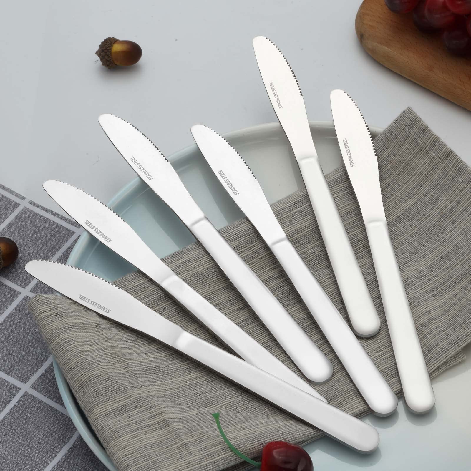 Funnydin 36 Pieces Dinner Knives Set, 8.1 Inches Table Knives Set, Durable Butter Knife, Food Grade Stainless Steel Dinner Knife, Cost-effective Knives Silverware - Mirror Polished, Dishwasher Safe