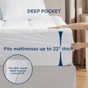 Bedsure Queen Microfiber Mattress Pad White Bundle Queen Cotton Mattress Pad White