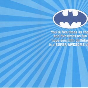 Kid Squad Batman Happy 5th Fifth Birthday Card (Age 5) - Birthday Hero - You're Five Times as Cool and Five Times as Fun - Hope Your Fifth Birthday is a SUPER AWESOME One!