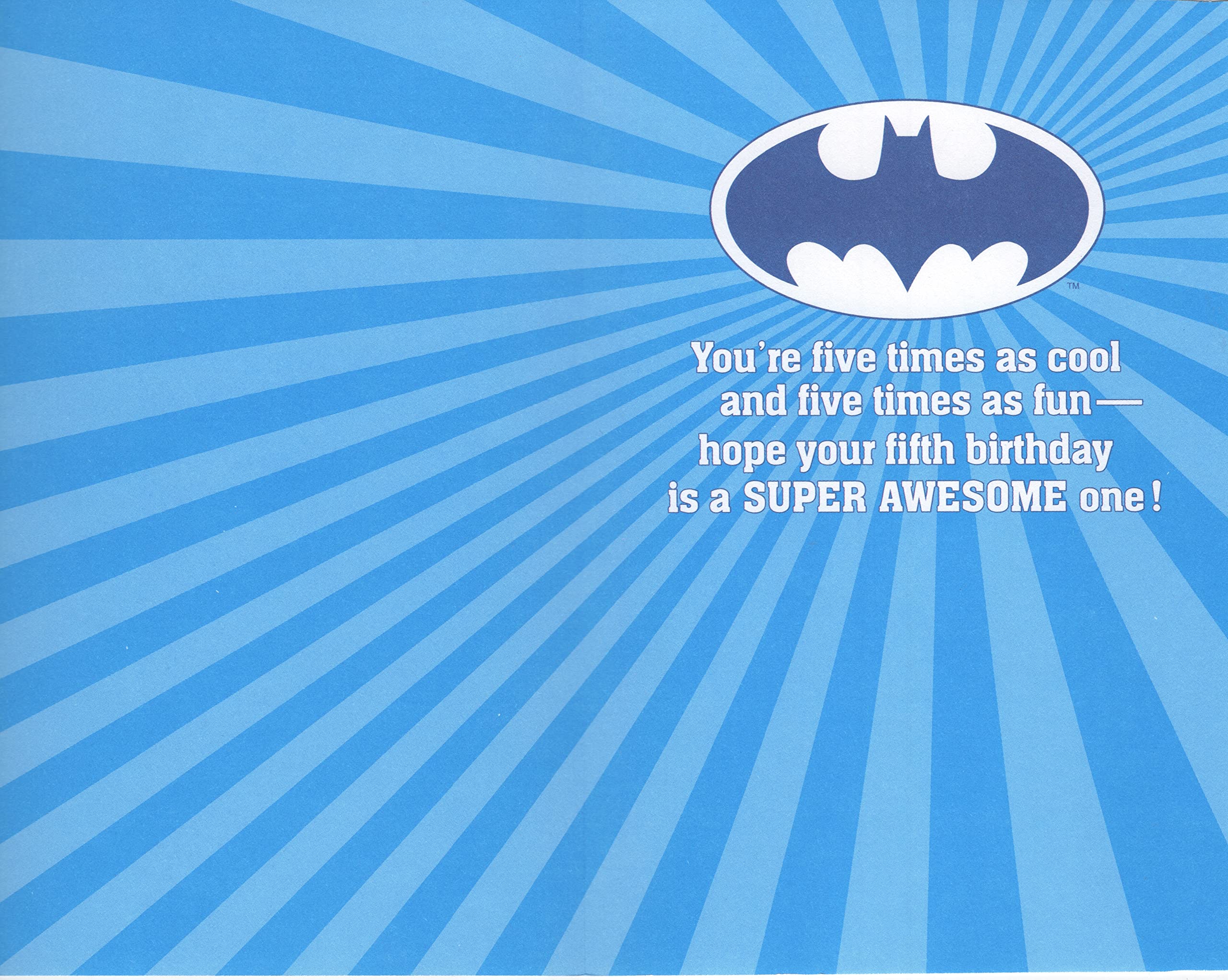 Kid Squad Batman Happy 5th Fifth Birthday Card (Age 5) - Birthday Hero - You're Five Times as Cool and Five Times as Fun - Hope Your Fifth Birthday is a SUPER AWESOME One!