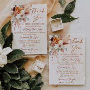 Your Main Event Prints 50 Boho Orange and Terracotta Floral Wedding Thank You Place Setting Cards, Great For Adding to Your Table Centerpieces and Wedding Decorations for Receptions, Pack of 50 Cards